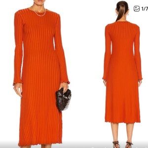 Simone miller ribbed sweater dress with bell sleeves
